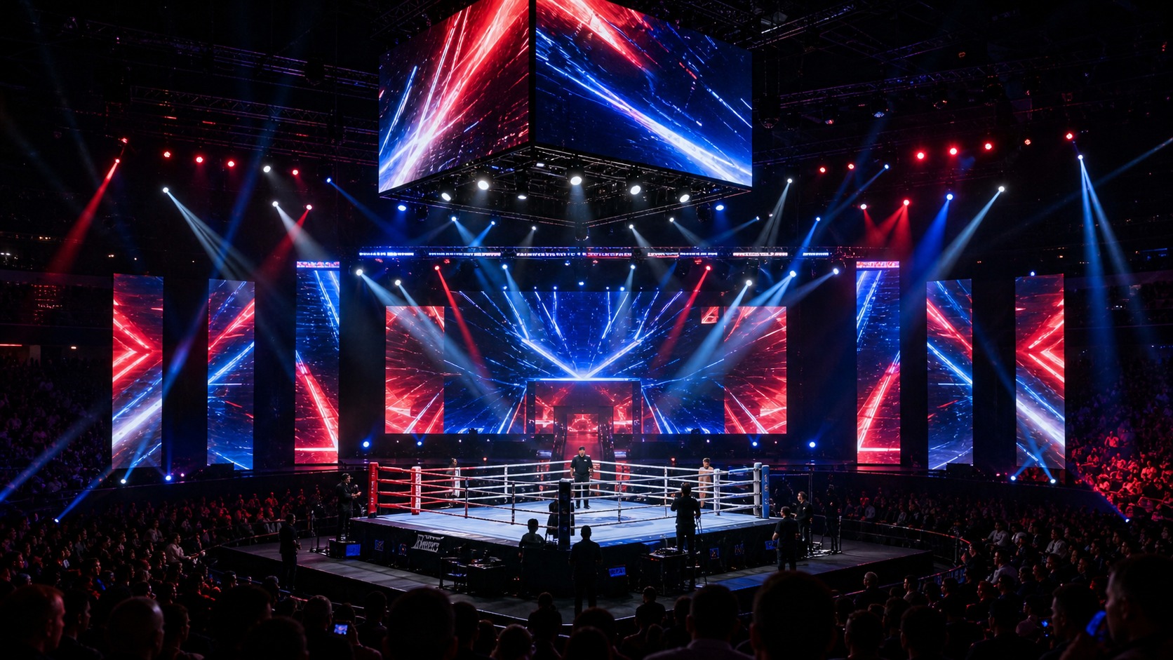 Murs LED et diffusion en salle pour gala de sports de combat